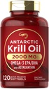 Carlyle Antarctic Krill Oil 2000mg | 120 Softgel | 오메가-3 EPA, DHA, Red Krill의 Astaxanthin Supplement 소스 | 최대 강도 | 실험실 테스트