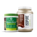 놀라운 잔디 녹색 슈퍼 푸드 분말의 번들 : 원래, 30 서빙 + Isopure 초콜렛 채식 단백질 분말, 식물 기반, 유기 완두 단백질, 낙농 무료, 20 서빙 (5 월 채식)