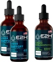 E2H: Liver 지원 보충교재 (2 팩 - 4 Fl Oz)와 Chlorophyll 액체 하락 (단 하나 병 - 2 Fl Oz) | Vegan, Non-GMO - (6 Fl Oz 합계) - 번들