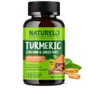 NATURELO Turmeric Curcumin - 더 나은 흡수를위한 BioPerine - Black Pepper, Ginger Root, Curcuminoids - 식물 기반 관절 불편 지원 - 120 Vegan 캡슐