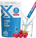 Hydromax Electrolyte 음료 혼합 – 라즈베리 15 액체 패킷 칼륨 & 마그네슘 – Zero Sugar, Keto & Vegan Electrolytes for Rapid Hydration & Recovery Supplement