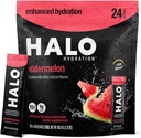 Halo Hydration - Electrolyte 음료 혼합 | Hydration Powder Packets | Watermelon 풍미 – 스포츠 및 사이클링 | Easy Open Single 서빙 스틱 (24 팩)