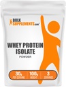 벌크Supplements.com Whey Protein Isolate Powder - Unflavored Whey Protein Powder, 영양 보충 - 글루텐 무료, 서빙 당 30g, 100g (3.5 oz) (팩 1)