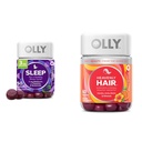 Melatonin, L-Theanine, Botanicals, BlackBerry flavor, 50 Count & Heavenly Hair Gummy with Keratin, Biotin, AMLA, Tropical Orange flavor, 60 카운트 번들