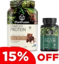 PlantFusion Complete Vegan Protein Powder & 칼슘 번들 - BCAA, Digestive 효소 및 완두 단백질을 함유 한 식물 기반 단백질 분말