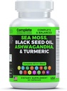 Sea Moss Supplement Blend with Black Seed Oil Ashwagandha Turmeric Bladderwrack, Burdock & Vitamin C & D3 와 Elderberry Manuka Dandelion Yellow Dock Iodine