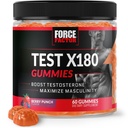 Force Factor Test X180 Gummies 남성용 테스토스테론 부스터 Tongkat Ali, Horny Goat Weed, Tribulus Terrestris, Fenugreek, & Black Maca, Supplement Men, Berry Punch, 60 Gummies, 1-Pack