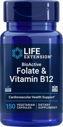 생명 연장 BioActive Folate & 비타민 B12, 150 채식 캡슐 - 비 GMO, 글루텐 무료 보충