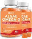 Vegan Omega 3 Gummies, 조류 Omega-3 보충교재 DHA 240mg, EPA 110mg w/Vitamin B12, CoQ10의 성인을 위한 물고기 기름 대안 - 두뇌, 뼈, 눈 & 면제 지원