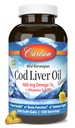 Carlson - Cod Liver Oil, 460 mg Omega-3s + Vitamins A & D3, Wild-Caught Norwegian Arctic Cod-Liver Oil, Sustainably Sourced Nordic Fish Oil 캡슐, 레몬, 300 Softgels