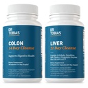 Tobias Colon 14 Day Cleanse & Liver 21 Day Cleanse 보조 식품, 섬유, 허브 및 프로바이오틱스, 태양성형, Artichoke, 우유 이틀, Gut 및 Liver 건강 지원.