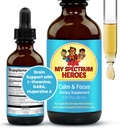 My Spectrum Heroes Calm & Focus Supplement Drops - L-theanine, GABA, Huperzine A와 뇌 지원 - 아이 또는 성인을위한 향상된 초점 - 아이 및 청소년을위한 부스트 농축 - 2.02 FL oz. (60 ml)