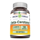 Amazing Formulas Beta-Carotene Supplement | 25000 IU per 서빙 | 180 Softgels | Non-GMO | 글루텐 프리 | 미국