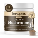 Fera Pets Mushroom Supplement for Dogs & Cats with Turkey Tail - USDA Organic - Cognitive and Immune Support - 향상된 Liver 기능 - 건강한 Gut - 분말 - 120 Scoops