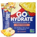 GoHydrate Instant Hydration Powder Packets - 낮은 나트륨 Electrolytes 음료 믹스 - 천연 수분 지원, 설탕 무료 비타민 D, 30 팩, 과일 펀치와 함께 맛 분말 음료