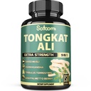 Satoomi 9in1 Tongkat Ali 뿌리 추출물 200 : 1 - Ashwagandha, Tribulus Terrestris - 5 개월 동안 150 캡슐 - 지원 강도, 에너지 및 건강한 면역