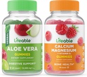 Lifeable Aloe Vera + 칼슘 마그네슘, Gummies 번들 - 훌륭한 타스팅, 비타민 보충, 글루텐 무료, GMO 무료, Chewable
