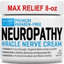 Neuropathy Nerve Relief Cream - Targeted Relief 및 Soothing Nerve Comfort을위한 프리미엄 Nerve Cream 3X 액션 - 4 % Menthol, 발 손 다리 발가락 및 뒤를위한 MSM과 최대 강도 - 슈퍼 대형 8 Oz