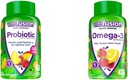 Vitafusion Probiotic Gummy 보조 식품, 라즈베리, 복숭아 및 망고 맛 & 오메가-3 거미 비타민, Berry Lemonade 맛, 심장 건강 비타민 (1) 오메가