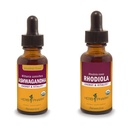 허브 Pharm Ashwagandha & Rhodiola 뿌리는 에너지, 활력, 내구시간 및 내구시간, 알콜 자유로운 글리세리이트 & 유기 지팡이 알콜, 각 1개 Oz를 위해 추출합니다