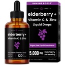 NutraChamps 유기 Elderberry Syrup - 비타민 C 및 아연 5000mg Elderberry 추출 - 검은 Elderberry 액체 드롭 - 설탕 무료 면역 부스터, Vegan, 글루텐 프리