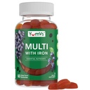 YUM-V'S Iron Gummies - 비타민 C, A, B 및 아연을 가진 Multivitamin Iron Supplement는, 혈액 산소를 지원하고, 성장과 발달을 위한 여자, 남자 & 아이를 위한 채식주의자 보충교재를 지원합니다 - 포도 풍미 | 60 조사