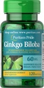 Puritan의 Pride Ginkgo Biloba 표준 추출물 Nootropic 60 Mg Softgels, 120 조사
