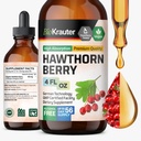 BIO KRAUTER Hawthorn Berry Extract Tincture - 천연 Hawthorne Berry 보충 - 100 % 순수 포뮬러 - Vegan Sugar & Alcohol Free - 4 Fl. Oz. - 56 공급의 날