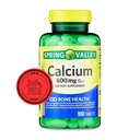 스프링 밸리 칼슘 600 mg, 100 정제 | 칼슘 보충 600 mg | 칼슘 보충 + STS 스티커.