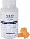 KeraFiber 직업적인 머리 비타민 플러스 Gummies - Biotin 머리 성장 보충교재 - 아연을 가진 Vegan 머리 비타민, 비타민 A, C, D, E, B6, B12 - 지원 머리 성장, 피부 & 못 - 60 조사