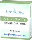 칼슘 Alginate 부상 드레싱 2" x 2" -Simpurity- 개인적인 두껍게 패드 Antimicrobial Alginate 침구 섬유 패딩 의학 부상 배려 제품 침대 용 Sore-Pressure Sore-Leg Ulcer-Diabetic 발