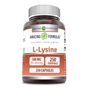 Amazing Formulas L-Lysine 500 Mg 아미노산 보충 | 캡슐 | Non-GMO | 글루텐 프리 | 미국 (1 팩 | 250 개)