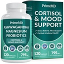 5-in-1 Calmness, 초점 및 Shilajit 추출물, Magnesium Glycinate, Probiotics (120 ct) (팩 1)를 가진 여자와 남자를 위한 Cortisol 보충교재