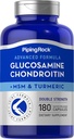 Piping Rock Glucosamine Chondroitin MSM 및 Turmeric | 180 캡슐 | 복합 보충 | 고급 이중 힘 공식 | 비 GMO, 글루텐 무료