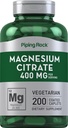 배관 바위 마그네슘 구연산염 | 400 mg | 200의 모자 | 채식주의자, 비 GMO, 글루텐 무료 보충교재