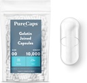 PureCaps USA - 빈 젤라틴 캡슐 크기 00| 10,000 가입 알약| Clear| Non-GMO 인증 | SLS, 글루텐, 보존 무료