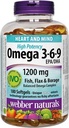 Webber Naturals Omega 3-6-9 높은 효능 1200 mg · 물고기, Flax & Borage, 180 softgels
