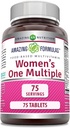 Amazing Formulas Women's One Multiple | 식품 기반 | 태블릿 보충 | 비타민, 미네랄, 25백만 CFU 프로바이오틱스 및 식품 기반 효소 (1 팩, 75 카운트)의 완벽한 혼합