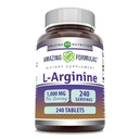 Amazing Formulas L-Arginine 1000mg Tablet | 여성용 아미노산 보충 | 비 GMO | 글루텐 프리 | 미국에서 제작 (240개)