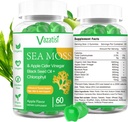 2 팩 유기 아일랜드어 Sea Moss Gummies 검은 씨앗 오일, 클로로필 - Thyroid, Mood, 에너지 및 면역 지원 - 여성 및 남성, 성인 및 아이 - 120 Vegan Gummies