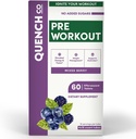 Men & Women Effervescent Tablets 용 Quench Pre Workout - L-Arginine, Natural Caffeine과 에너지 및 초점 - 체중 관리 및 수분 공급 - Vegan, Keto, Soy-Free 60 카운트 지원