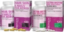 Bronson 머리, 피부 & 여자를 위한 Biotin 여분 힘 비타민 보충교재를 가진 못 + Ultra Biotin 10,000 Mcg
