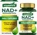 NAD+ 보충교재 2000 mg - 120의 캡슐 진실한 NAD+ & Resveratrol의 NMN 대안 지원 노화 방지, 세포 에너지 & 수선, 남성 & 여성을 위한 대사 Boost