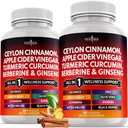 Ceylon Cinnamon, Turmeric, Apple Cider Vinegar, Ginseng, Aloe Vera, Berberine Plus Banaba, 생강 뿌리 - 120 개
