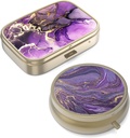Pill Case Pill Box with Mirror Retro Small Pill Case for Purse or Pocket Bronze Pill Box 또는 Vitamins, Fish Oil, Supplements, Pill Containe 여행 선물(2PCS)