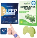Wellnee & Wellamoon Wellness Pack : 초본 무릎 안락 패치 (10 개) 및 천연 수면 지원 패치 (28 개) - 식물 기반 수면 보조와 관절 및 근육 컴포트