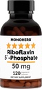 MONOHERB Riboflavin 5'-Phosphate 50 mg - 120 채식 캡슐 - 생체 활성 비타민 B2