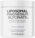 Codeage Liposomal 마그네슘 글리세린 보충교재, 2 달 공급, Bisglycinate 마그네슘 킬레이트, 킬레이트 마그네슘 무기물 알약, BioPerine 까만 고추 비타민 캡슐, 비 GMO 채식주의자, 240 ct