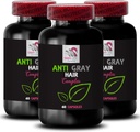 안티 그레이 헤어 보충 - ANTI GRAY HAIR COMPLEX - 진동 부스트, 회색 머리 역, 신선한 머리 그늘, 유쾌한 진동, 색상 장수, 빛나는 머리 색상, 헤어 브리리 ance 3Bot 180Caps