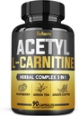 5in1 Acetyl L 카르니틴 복합 캡슐 - 매일 2600mg - 몸, 두뇌 & 면역 건강 지원 - 결합된 알파 Lipoic 산, 녹차, 녹색 커피 콩 & 라즈베리 케톤 - 3 달 동안 90의 조사